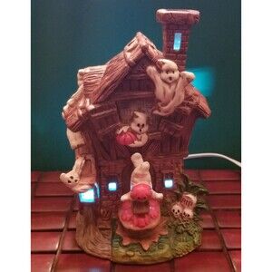 1994 Halloween Village Illuminated Haunted Mill Ceramic Building Pacific Rim